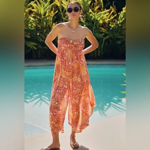 Anthropologie Palazzo Pants in small styled with orange lace jacket - Picture 5 of 6